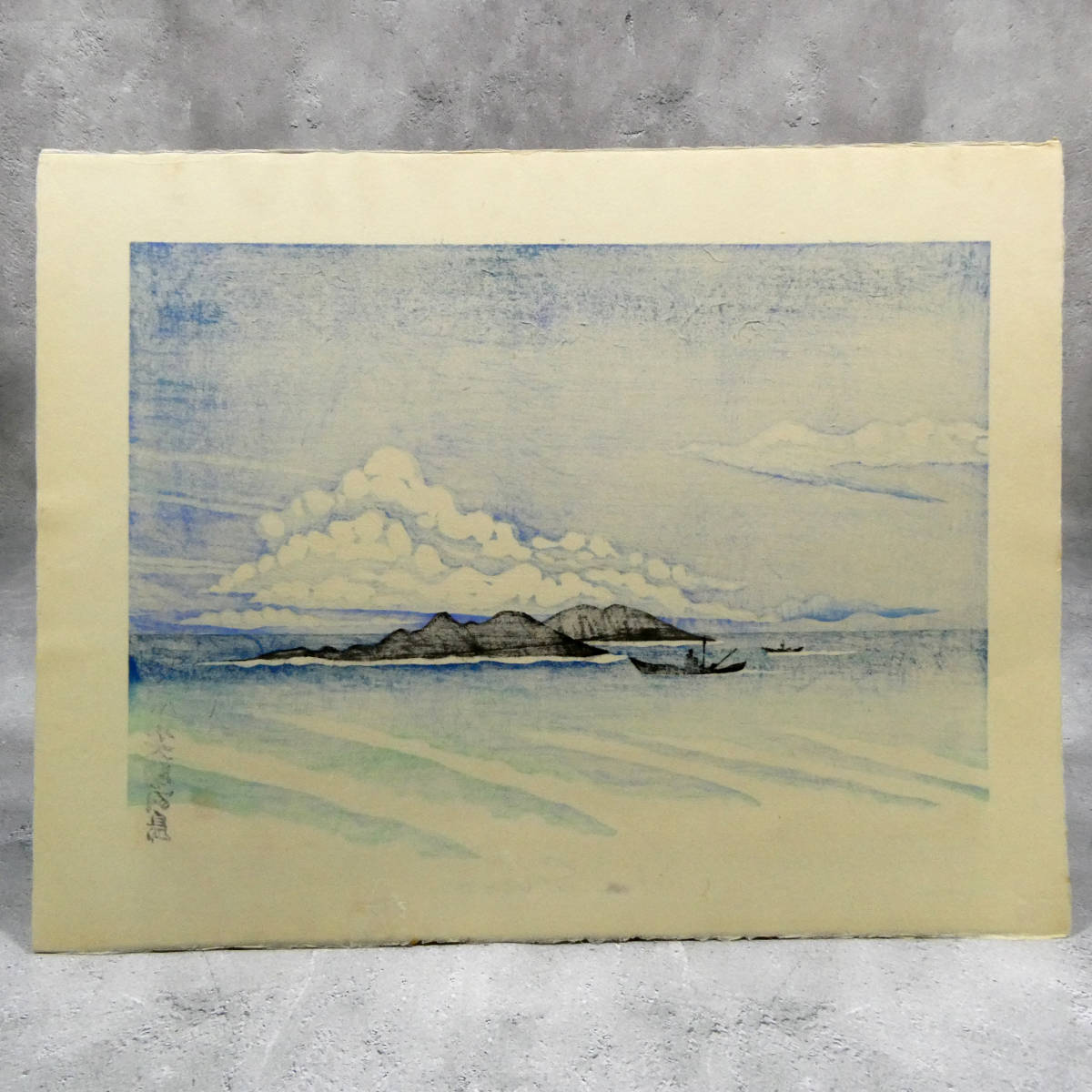 関野凖一郎◇木版画作品◇「尖閣諸島」◇直筆鉛筆サイン◇シートに