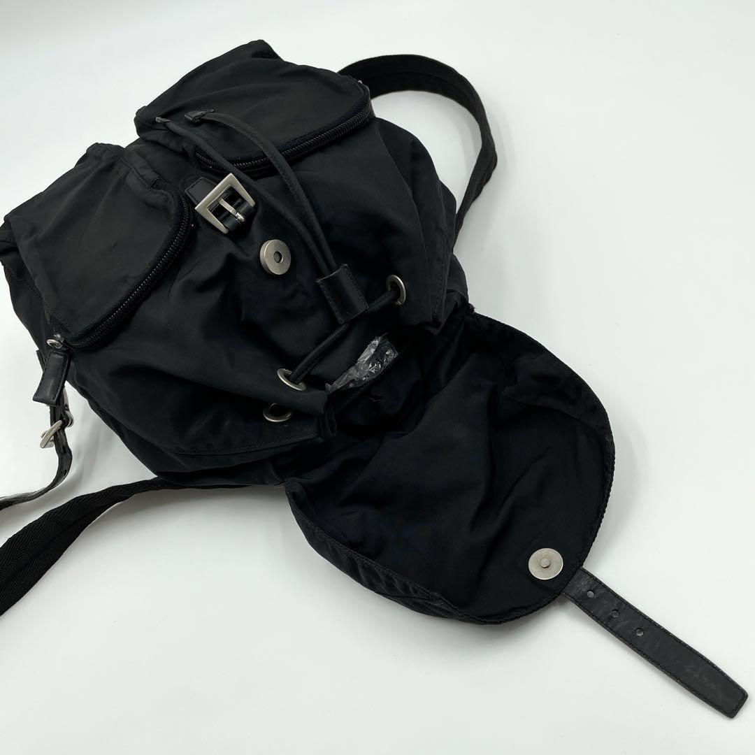 美品 ギャラ付き】PRADA プラダ リュック バックパック 黒 巾着