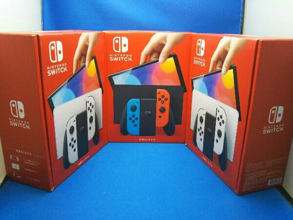 Nintendo Switch(有機ELモデル) Joy-Con(L)/(R) ホワイト(HEGSKAAAA)2台・Joy-Con(L)ネオンブルー/(R)ネオンレッド(HEGSKABAA)3台セット