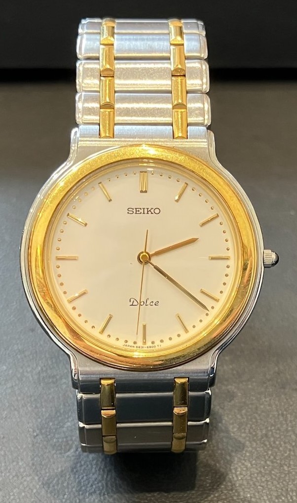 発送&購入開封 撮影　　1枚 8886 SEIKO DOLCE セイコー ドルチェ 5E31-6B00 18KT ベゼル クオーツ