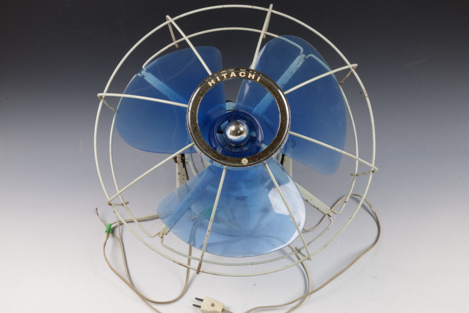 TO HITACHI 日立 天井壁付け扇風機 A-870 み 青 水色 3枚羽 工場扇