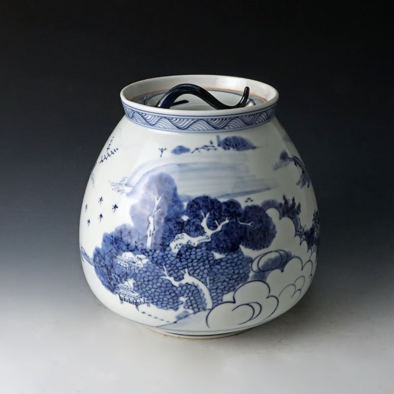 W156 建水 『膳所焼』『エフゴ 建水』『淡海ぜぜ陽炎園 造』 共箱