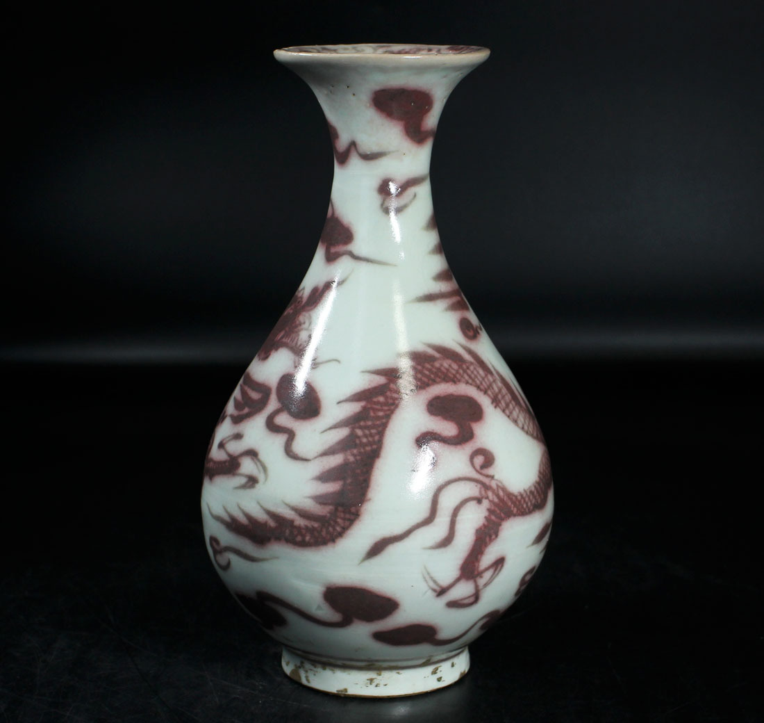 中国古玩 釉裏紅魚藻文大壺 高30cm 大型瓶 花器 壺 古陶磁 古美術 飾壺 中国古玩 釉裏紅魚藻文大壺 高30cm 大型瓶 花器 壺 古陶磁 古美術 飾壺