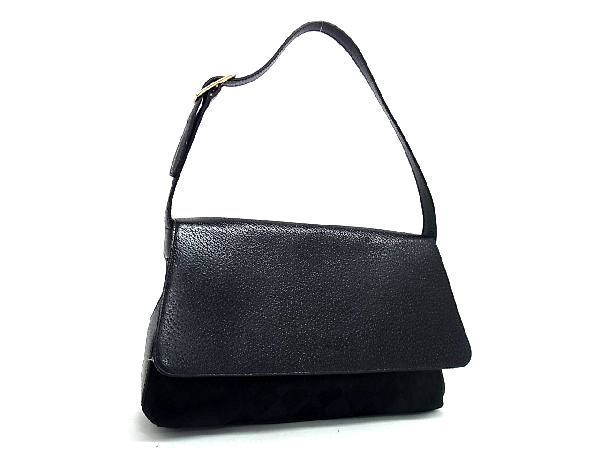 1円 ■極美品■ GIVENCHY ジバンシィ レザー×ナイロン ワンハンドル ワンショルダー ハンドバッグ 肩掛けかばん ブラック系 AS0323