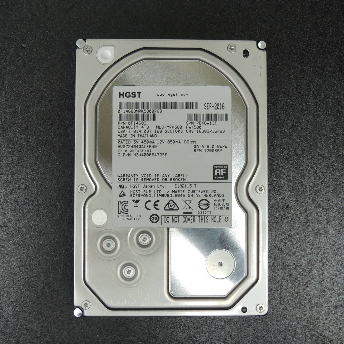 検品済み/使用973時間】HGST 4TB HDD HUS724040ALE640 管理:ア-44