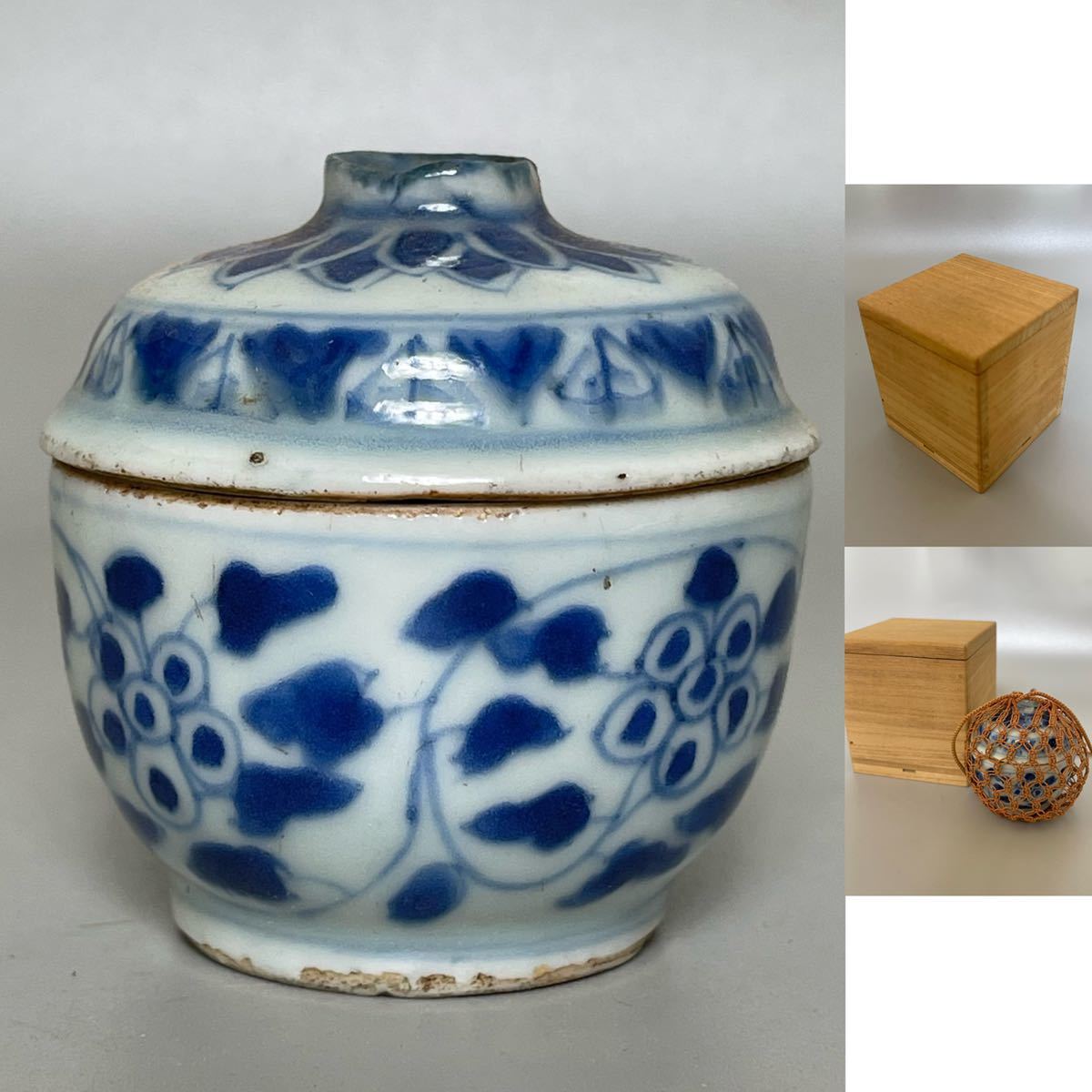 15□中国古玩□古染付 唐物【大明年制】銘 青華染付 馬の図 鉢 時代箱