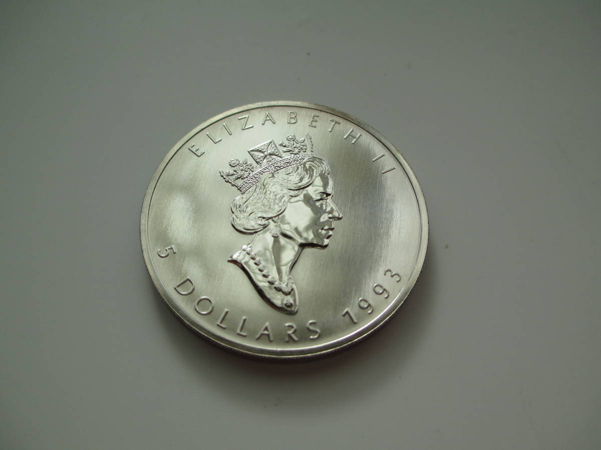 1993年 1円 1993 エリザベス二世 カナダ メイプルリーフ 1/10OZ K24 コイン×