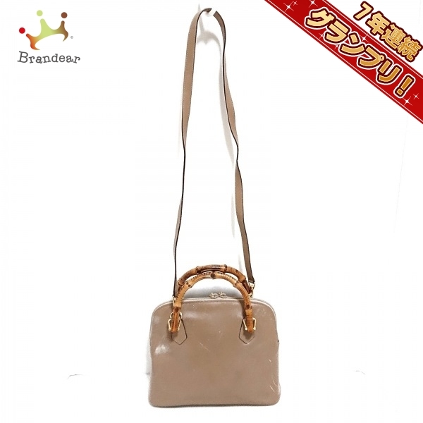 グッチ GUCCI ハンドバッグ 000122 バンブー レザー×バンブー ベージュ×ブラウン バッグ