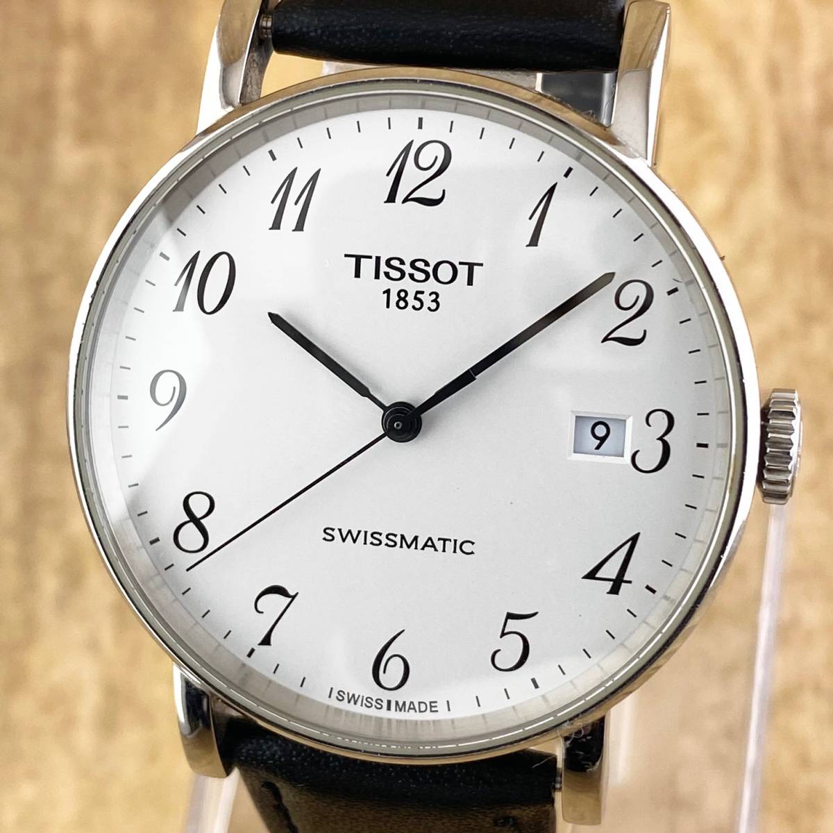 ティソtissot スイスマチック T109407A 自動巻き 極美品 1円 ティソ T109407A AT/自動巻 ブラック文字盤 メンズ 裏スケ 腕時計