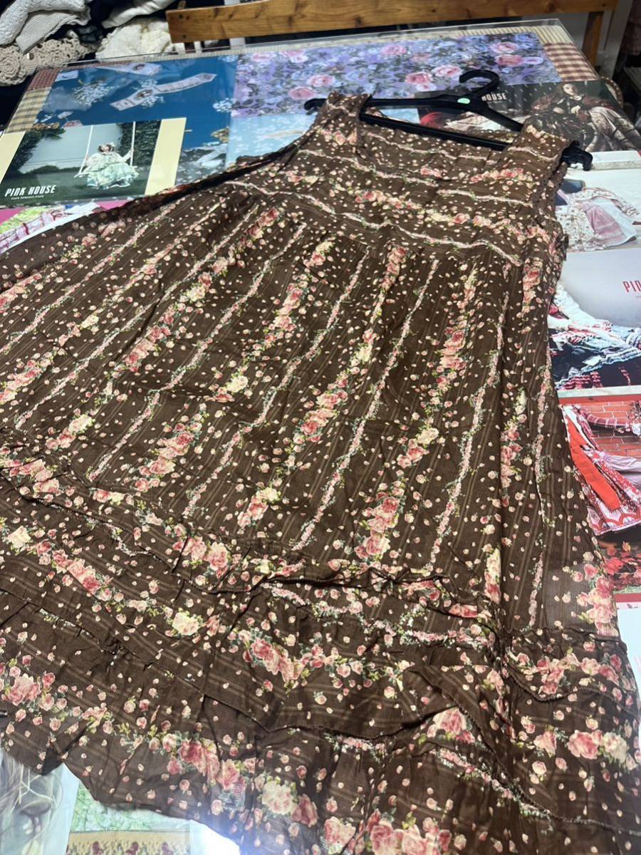 PH 数回着美品　小バラpt可愛いチュニック フリー茶系/ピンクハウス　インゲボルグ カネコイサオ　ワンダフルワールド