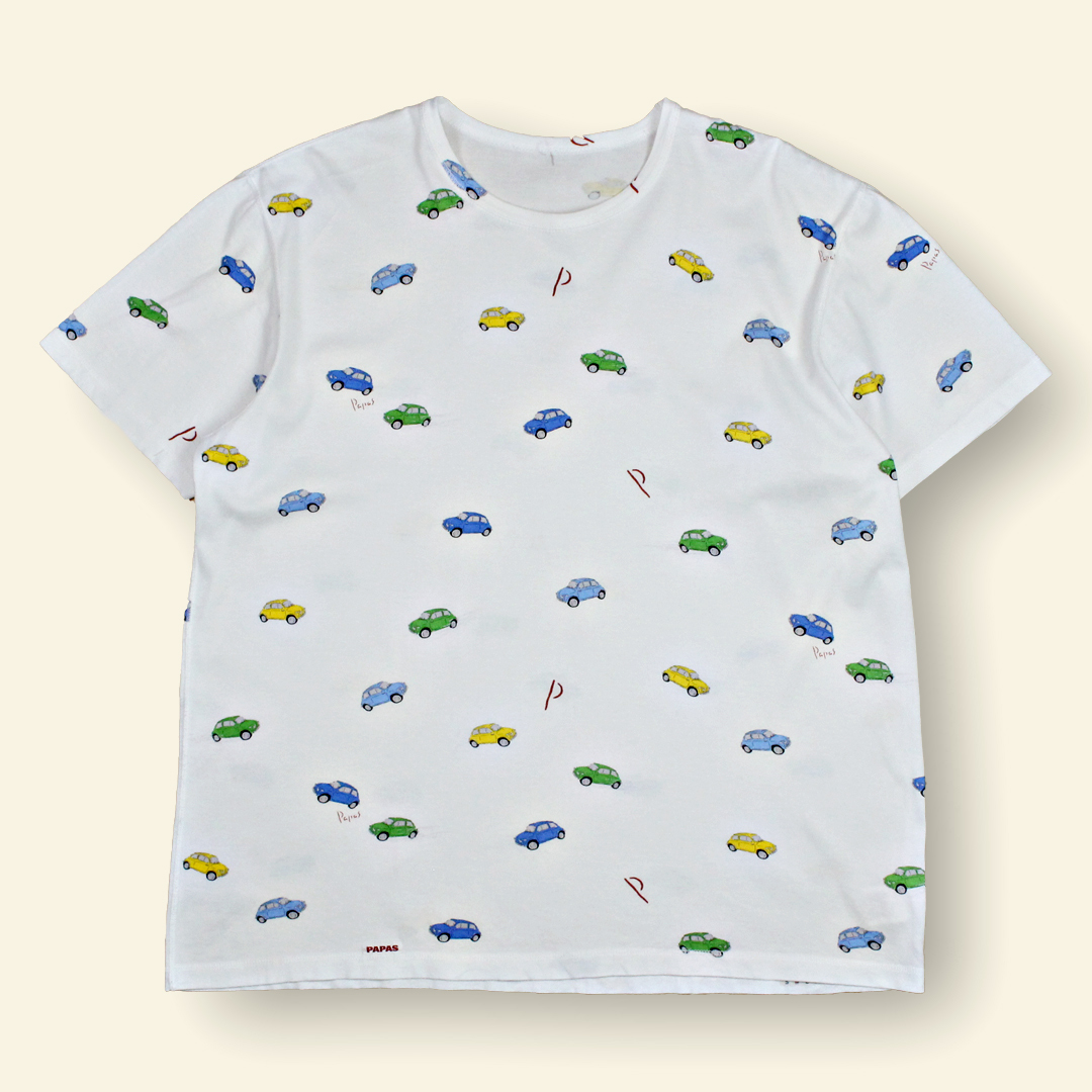 Papas パパス Pロゴ フィアット500 半袖Tシャツ 52LLサイズ ホワイト 日本製
