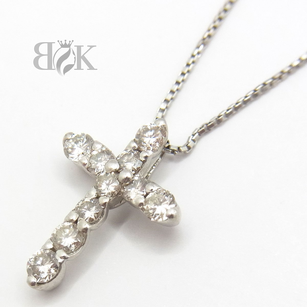 PT850/PT900 ダイヤモンド クロス ネックレス 0.50ct 3.4g 長さ：約 