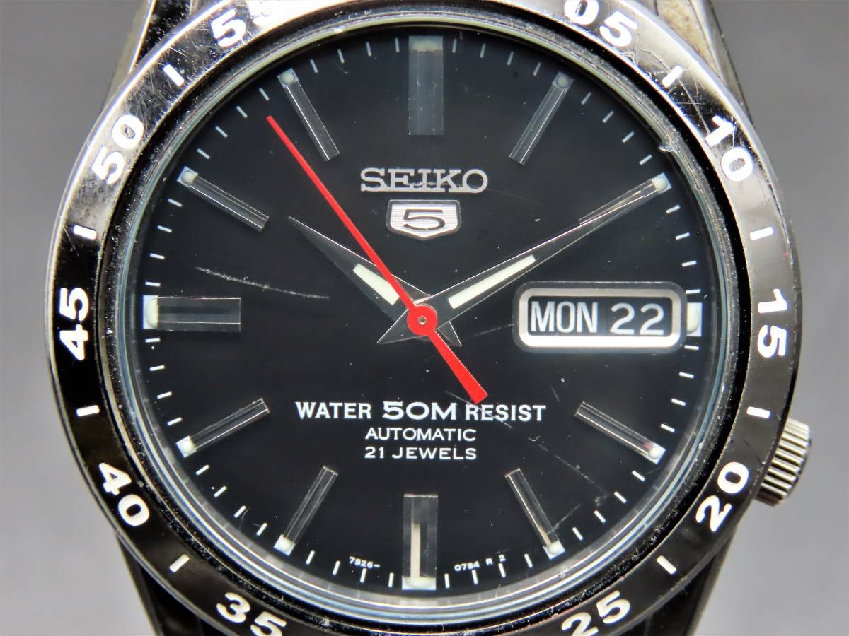 1円～! 稼動品☆正規品 SEIKO セイコー5 7S26-02T0 海外モデル 裏