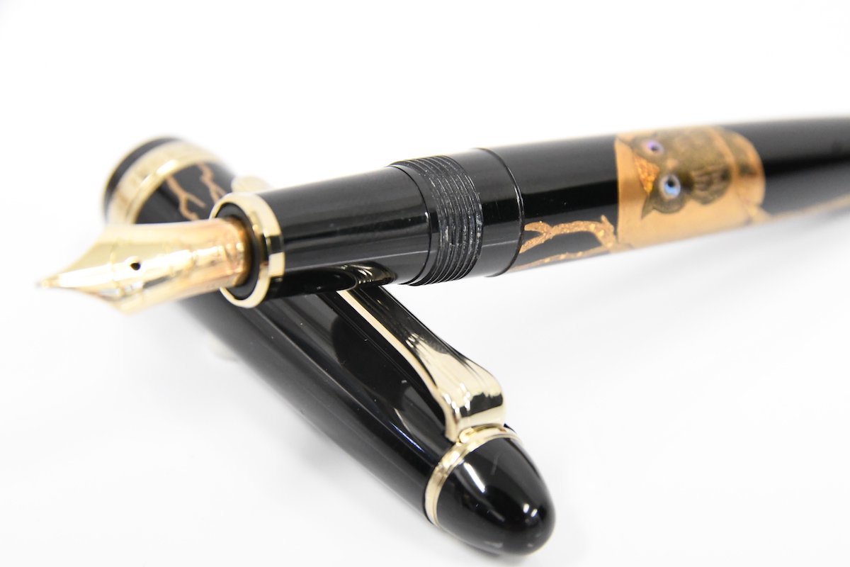 SAILOR セーラー FOUNDED 1911 蒔絵 フクロウ 香仙 14K H-M ブラック