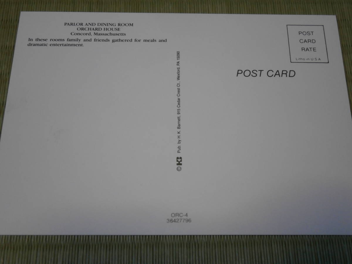 ORCHARD HOUSE　オーチャードハウス　マサチューセッツ州コンコード　ポストカード　オルコット　「若草物語」_7