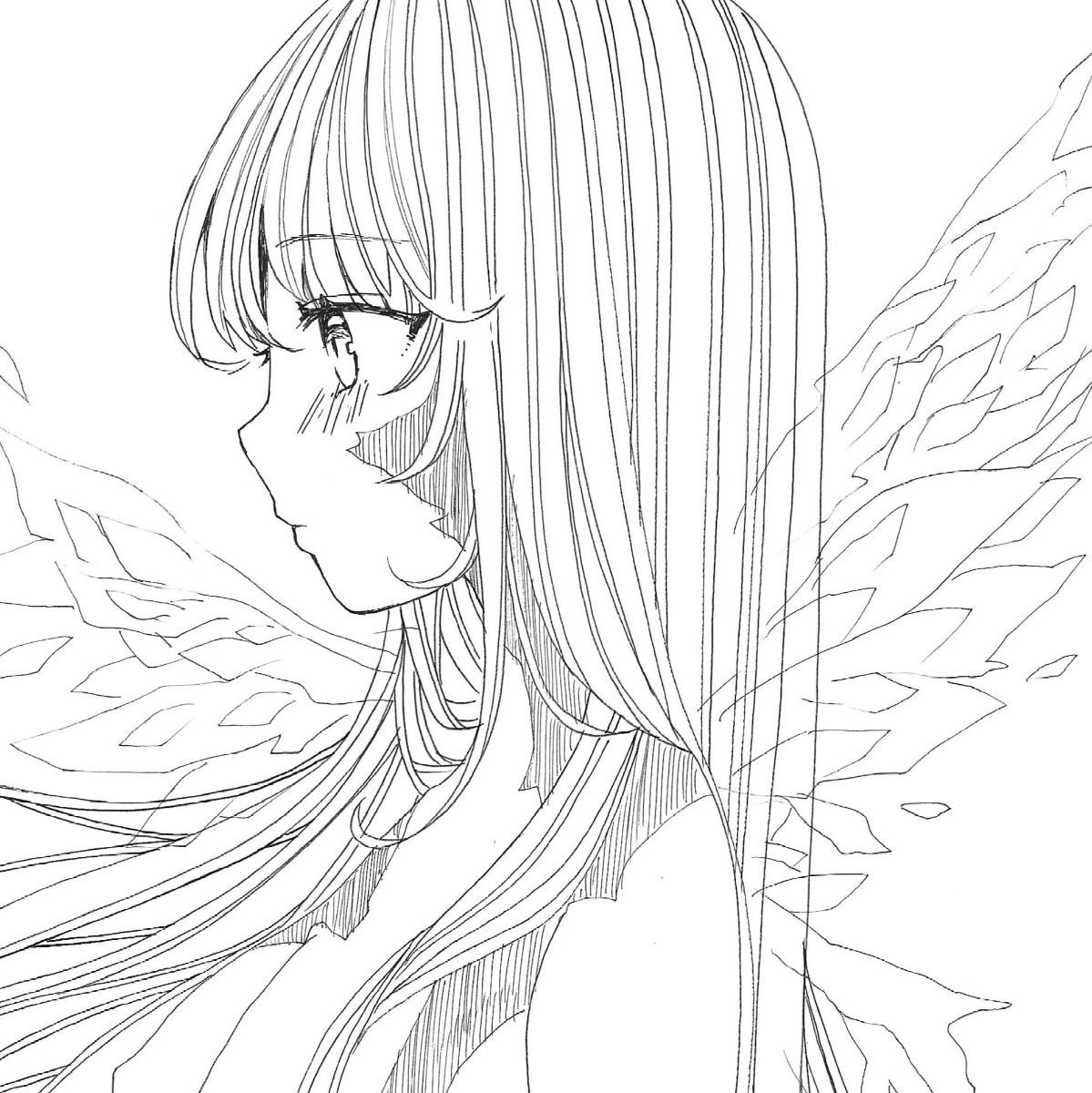 手描きイラスト ペン画 オリジナル モノクロ - 女の子 Yahoo