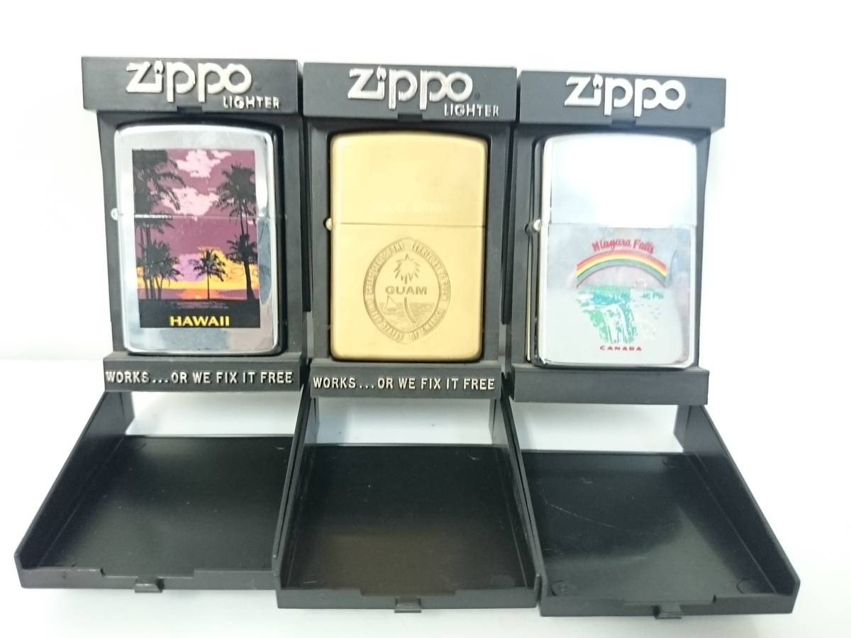 【新品含む】ZIPPO ジッポー ヴィンテージ 1988年製 1989年製 オイルライター 3点セット/ハワイ/グアム/カナダ/コレクション/喫煙具/LAC4