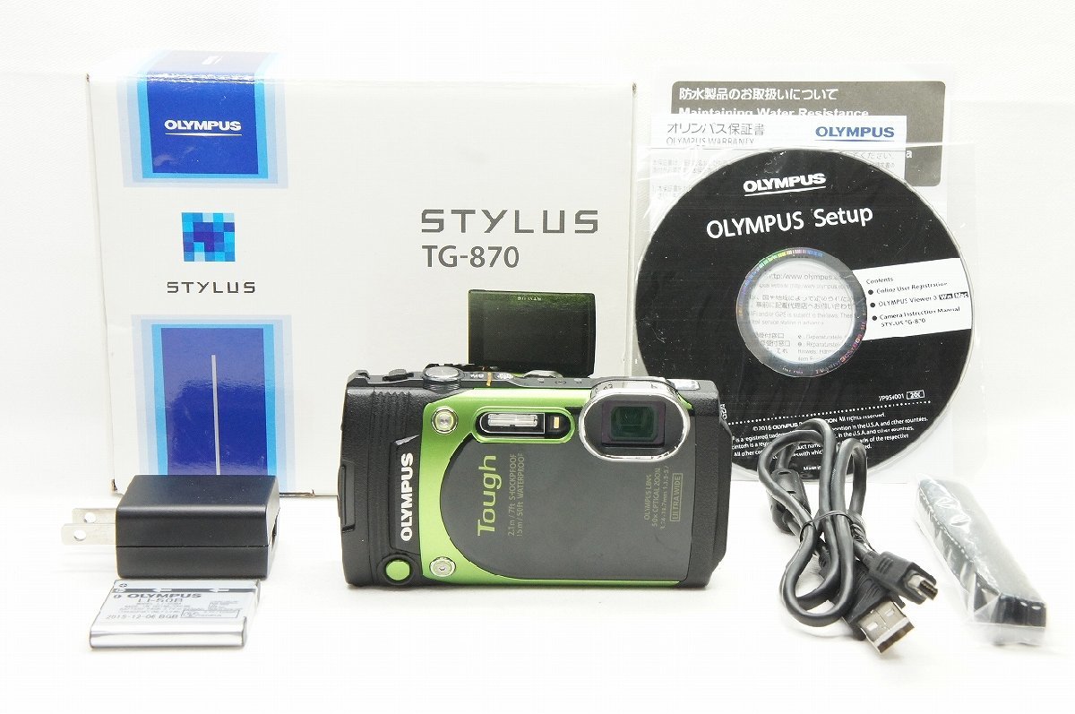【アルプスカメラ】OLYMPUS オリンパス STYLUS TG-870 コンパクトデジタルカメラ グリーン 元箱付 230805l