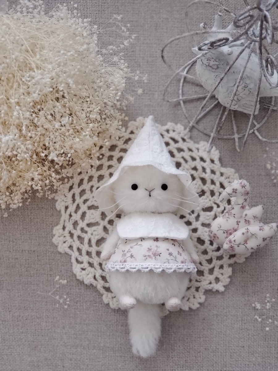 NYA-NYA bear* しろねこ ぬいぐるみ ミニチュア テディベア