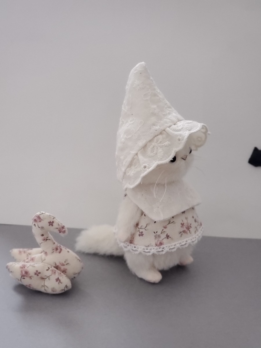 NYA-NYA bear* しろねこ ぬいぐるみ ミニチュア テディベア