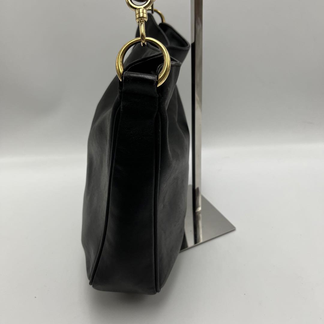 極美品GUCCI グッチバンブーレザーミニボストン ブラック黒2wayミドル 