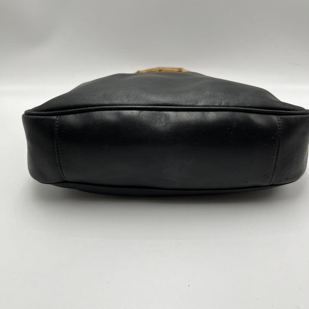 極美品GUCCI グッチバンブーレザーミニボストン ブラック黒2wayミドル 