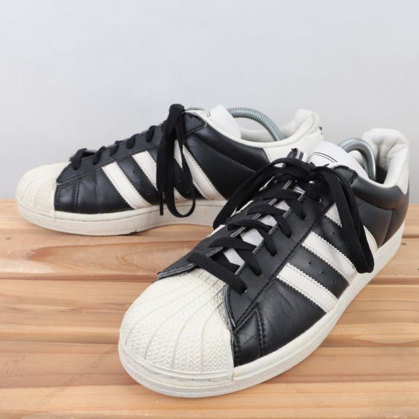 z6121 アディダス スーパースター US9 27.0cm/黒 ブラック 白 ホワイト adidas SUPERSTAR メンズ スニーカー 中古