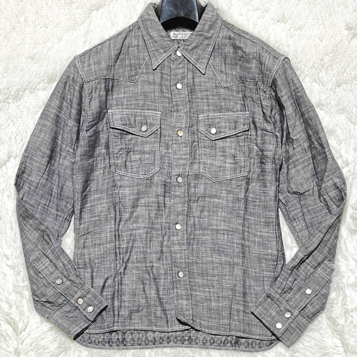 STEADY BLUE R.J.B☆フラットヘッド☆光沢デニム 裏アーガイル 長袖 