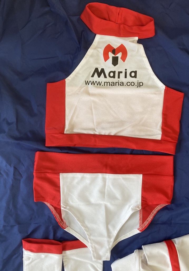 4点SET　AVTOPS製　オーダー作成完成品　ロゴ付き　レースクイーンCOS　TOPS，ショーツ、手袋、ニーハイストッキングのSET