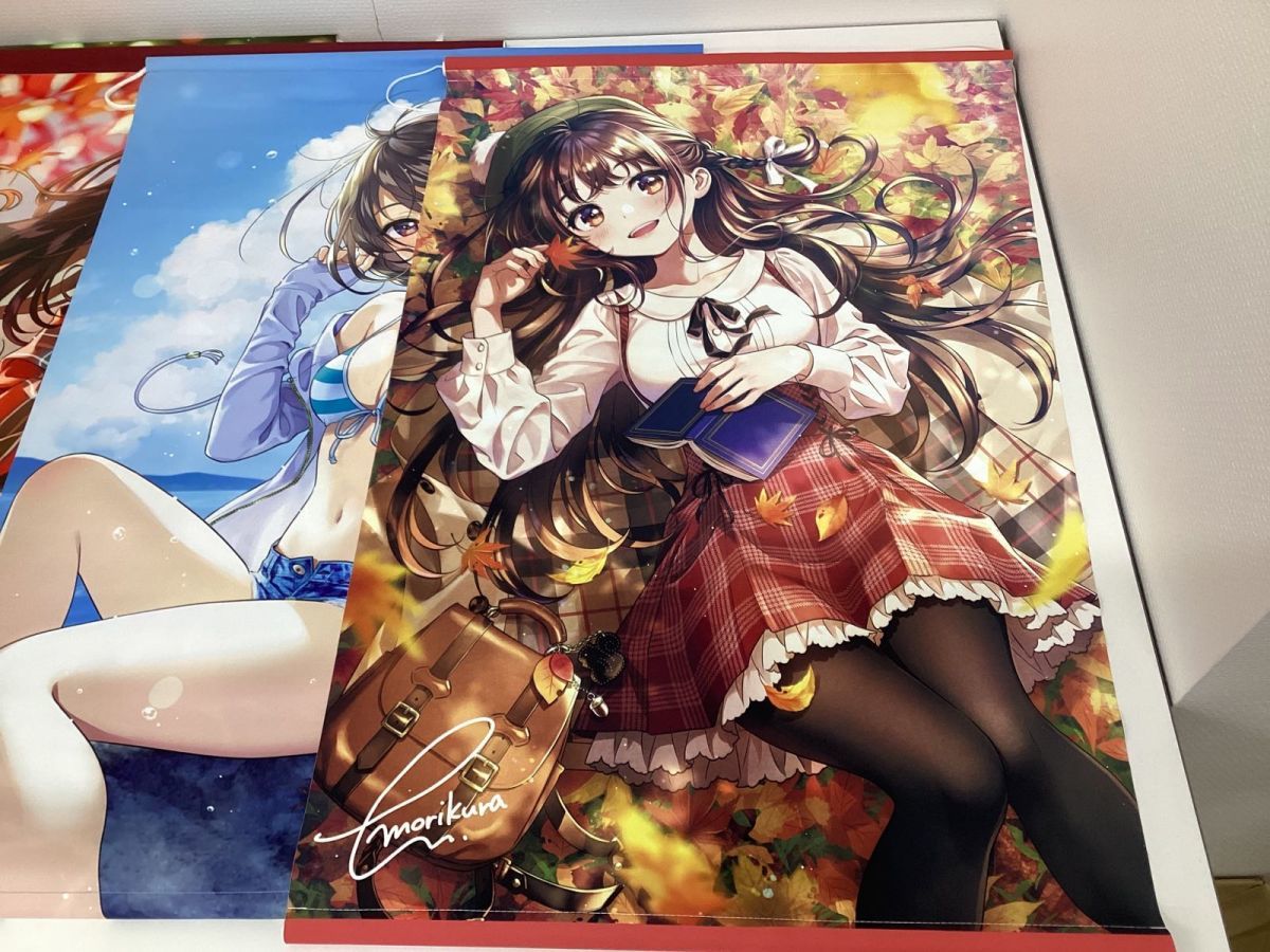 森倉円イラスト 複製サイン入りB2タペストリー CANVAS 制服 美少女