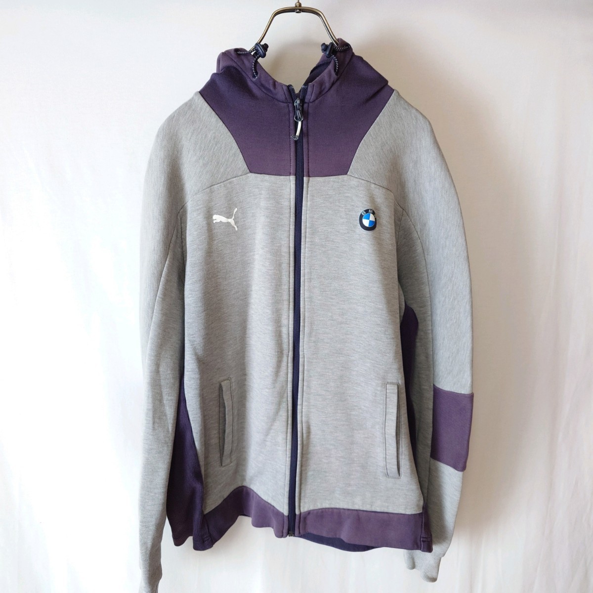 PUMA プーマ BMW フルジップ パーカー フーディー 長袖 Mサイズ グレー 