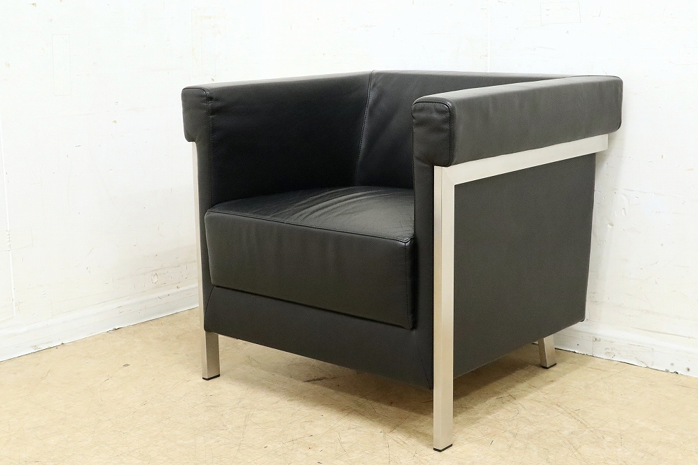 展示品！AIDEC MODERN【パスカル・PASCAL-1S】総革 1Pソファ① 40万・一人掛けソファ◆片山 正通・アイデック モダン◆直接引取歓迎！