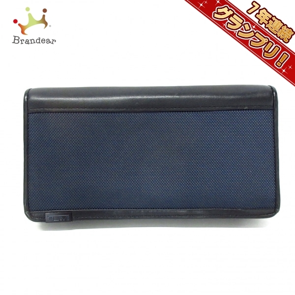 TUMI 長財布 ブルー ナイロン 大容量 トゥミ 財布 オーガナイザー 青 黒 トゥミ TUMI 長財布 - TUMIナイロン×レザー ダークネイビー×黒