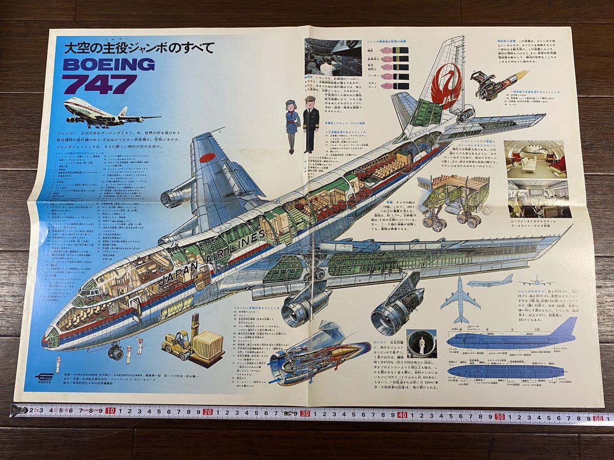 昭和46年 JAL 日本航空 ボーイング B-747 ポスター/社内資料/JAL封筒他