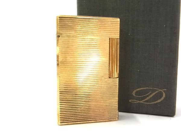 1円 S.T.Dupont エス・テー・デュポン ライン1 ラージ 高級ガスライター ローラーガスライター 喫煙グッズ 喫煙具 ゴールド系 CA9794