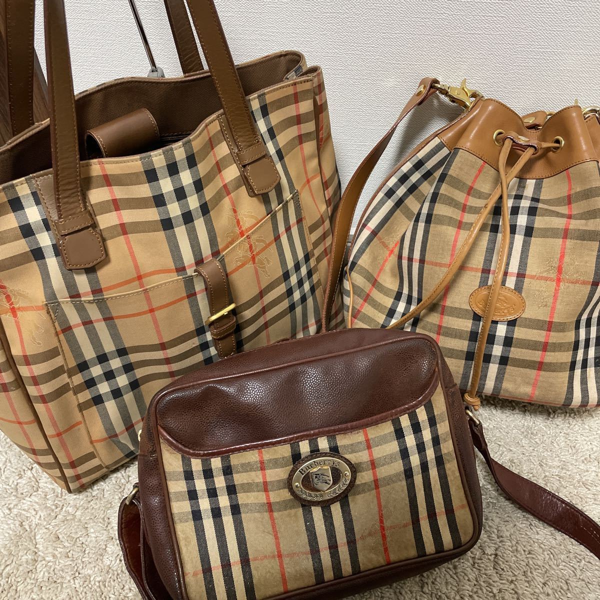 バーバリー ノバチェック BURBERRY 1円 PVC×レザー □美品
