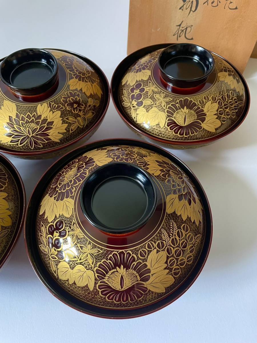②輪島塗 吸物椀 五客 木箱付 漆器 50 お椀 【和美】②輪島塗 輪島