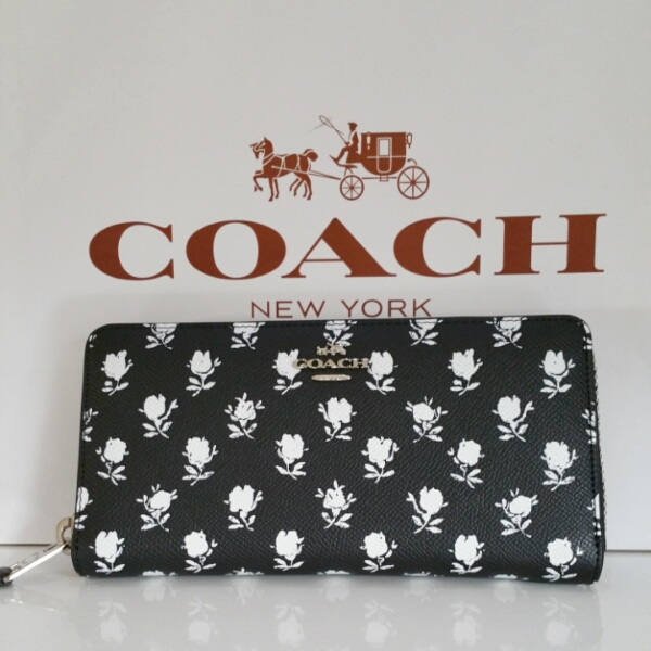COACH長財布　ブランブルーローズ　ブラック　新品未使用