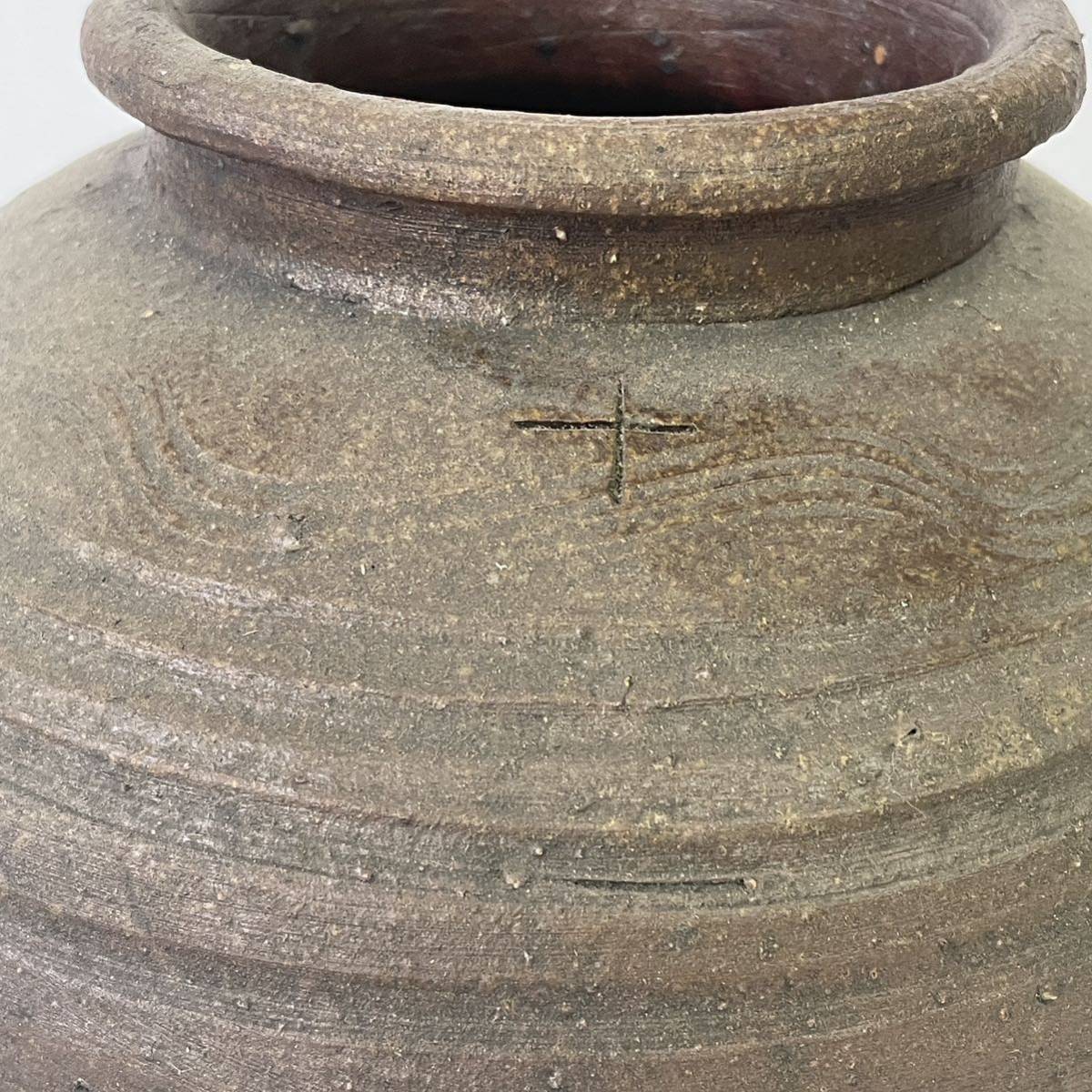 古備前 壺 備前焼 花入 花器 つぼ 超美品室町時代 波状文壷