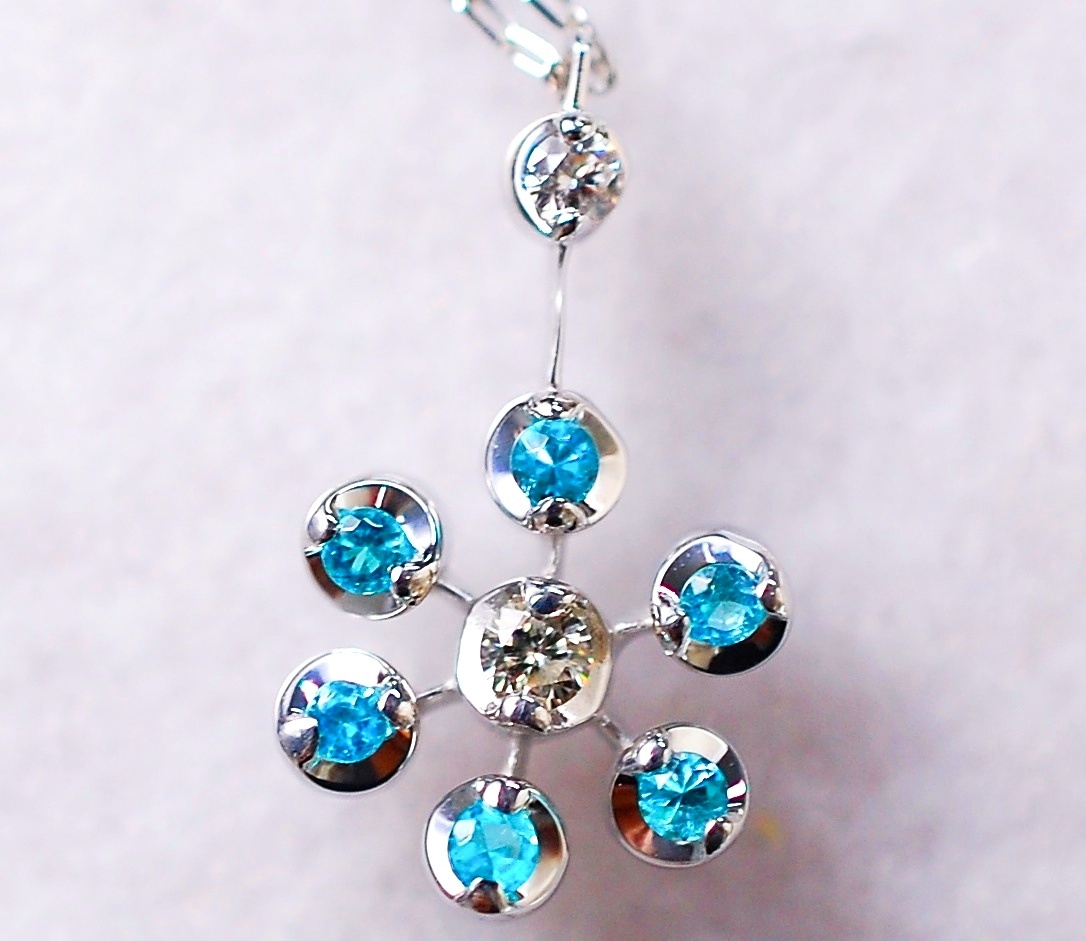 100円～】良質！天然パライバトルマリン 0.18ct 天然ダイヤモンド 