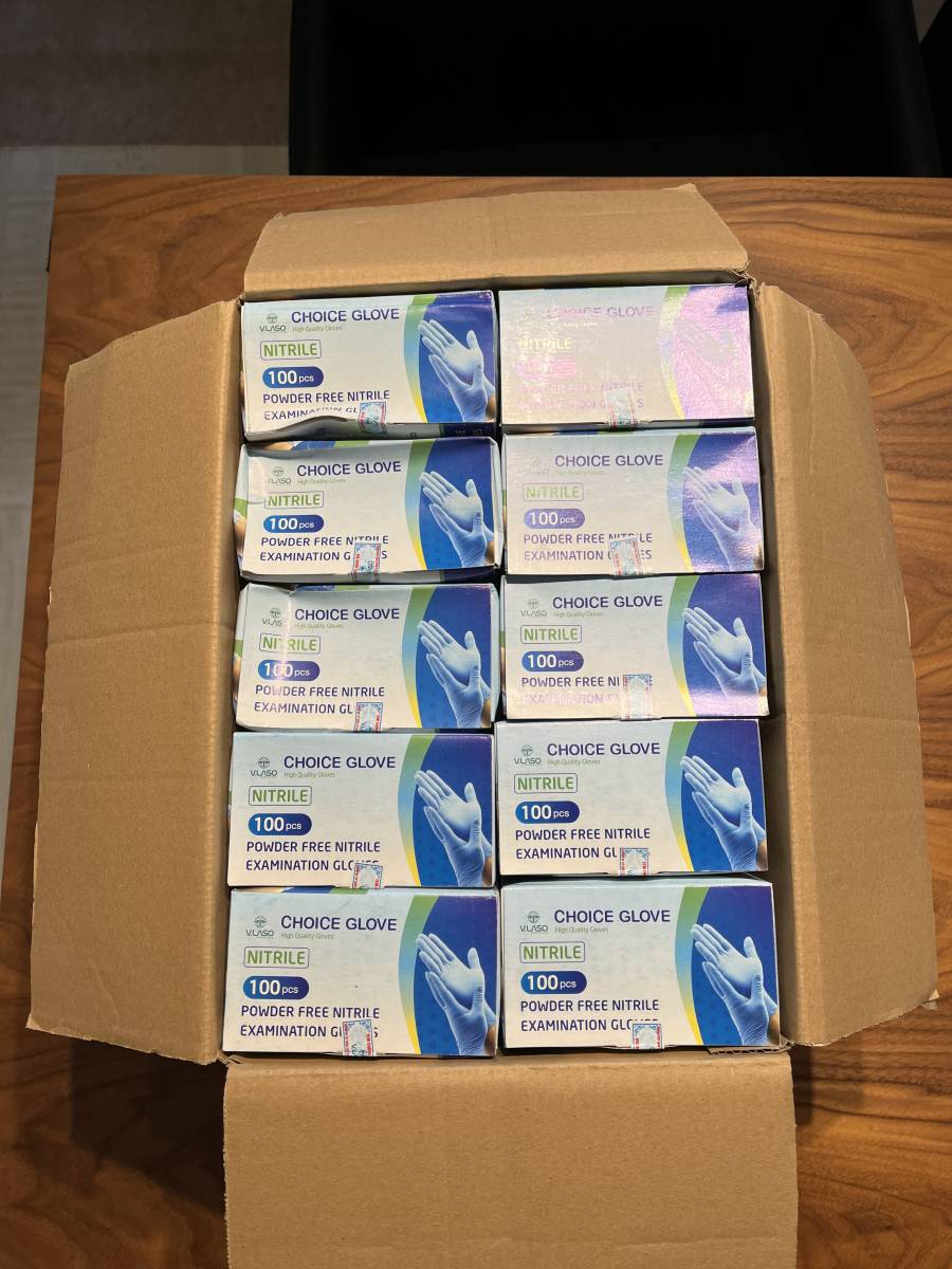 ニトリル 手袋 訳ありの通販 パウダーフリー 1000枚(10箱セット) 1000枚100枚✖️10訳あり特価品の 訳ありLサイズニトリルグローブ1000枚入　格安