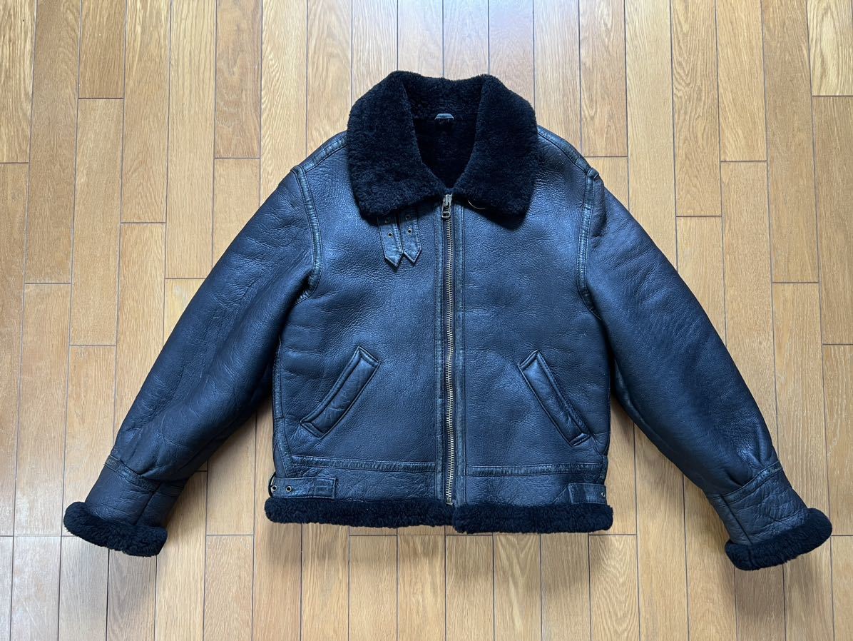 Young 羊革 ムートン フライトジャケット B-3 オールブラック L B-3