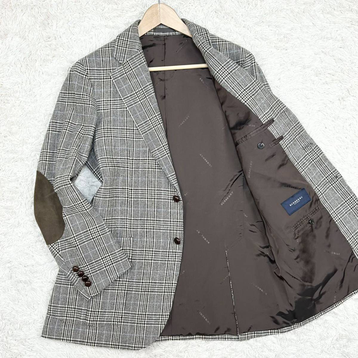 希少】☆カシミヤ混 バーバリー ロンドン くるみ釦 エルボーパッチ 