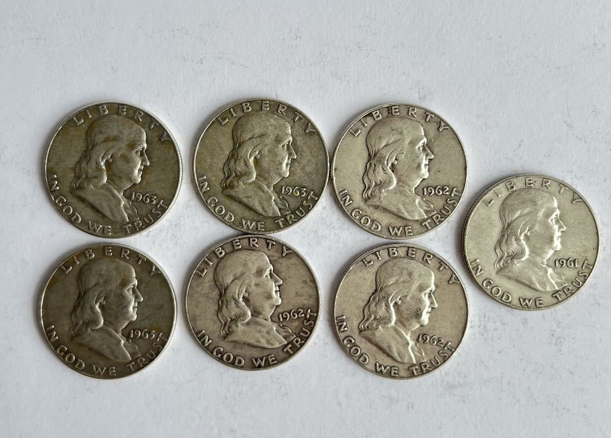 フランクリン ハーフダラー 50セント ドル アメリカ銀貨 フランクリン 7枚 1961〜1963年ハーフ