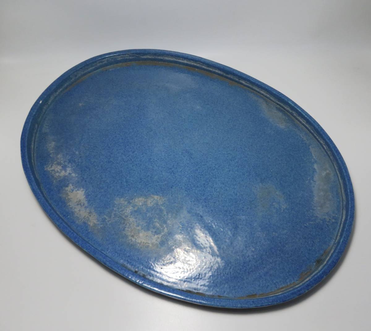 寧】中国美術 呂均窯 水盤 楕円形 盆景 水石 盆器 盆栽 時代箱 唐物
