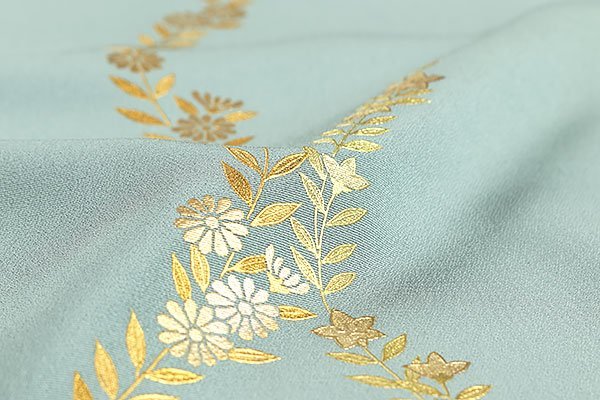 ④ 鎮める 天目染刺繍 金彩付下げ着尺