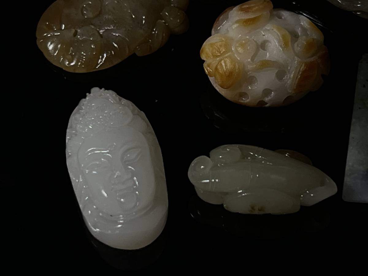 中国古玩 清時代 翡翠 和田白玉 老玉 子料 新疆玉 瑪瑙 和田玉 極細工 
