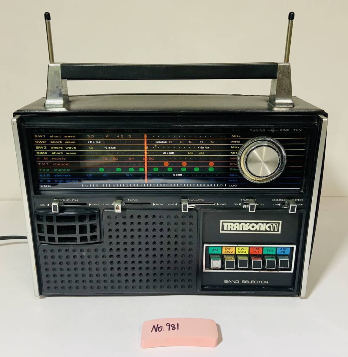【No.981】Hiraoka＆CO.，LTD／TRANSONIC11／モデル：1425J マルチバンドBCLラジオ　動作確認済み