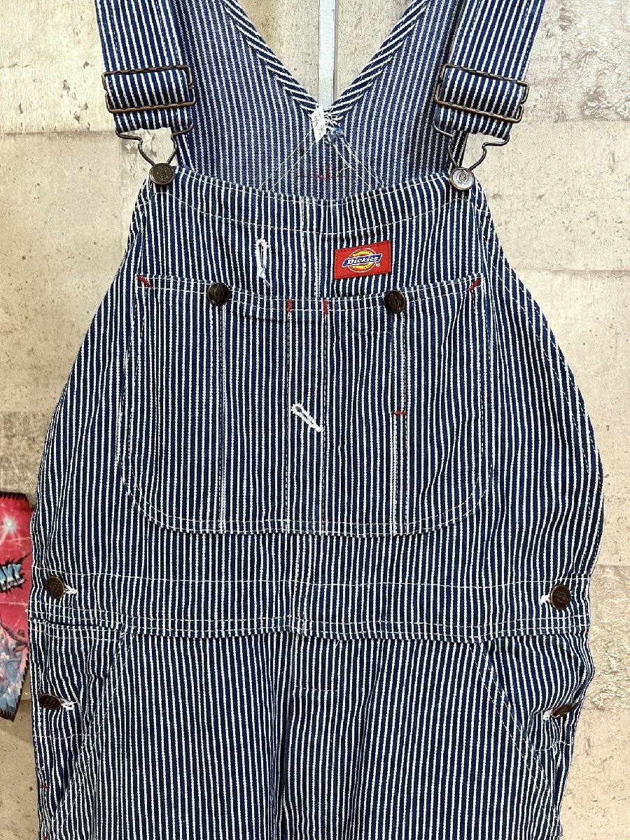 【新品未使用】ディッキーズ/ヒッコリーオーバーオール/USA規格/メキシコ製 ディッキーズ メキシコ製 オーバーオール ヒッコリーストライプ W30