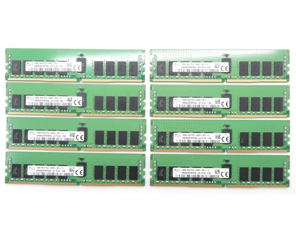 ◇SK hynix 16GBx8枚セット128GB分 PC4-2400T-R DDR4 Registered ECC 1Rx4 hp Z440/640/840等ハイエンドワークステーション サーバー推奨
